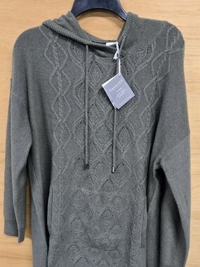 Garnet Hill Olive Cashmere Hoodie Sweater